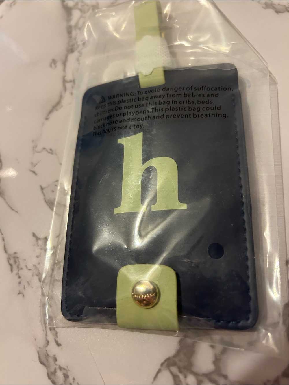 Lilly Pulitzer Navy Luggage Tag with H initial